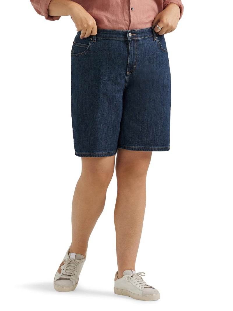Lee Women's Plus Size Relaxed Fit Bermuda Short, Lagoon, 26 Plus - Image 1